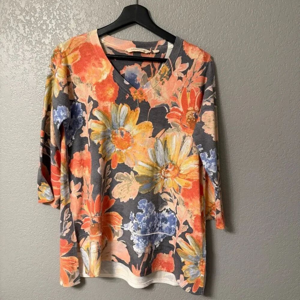 Soft Surroundings Floral Sweater Size Petite Medium